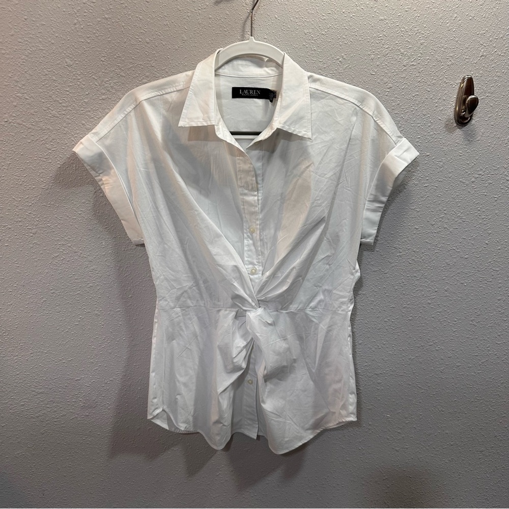 NWT Ralph Lauren White Twist Front Top Small Cotton Blend - Picture 2 of 6